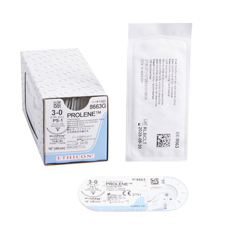 Ethicon 8663G Prolene Polypropylene Nonabsorbable Suture with Needle, Reverse Cutting Monofilament