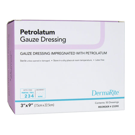 DermaRite 23390 Petrolatum Impregnated Dressing, 3 x 9 Inch