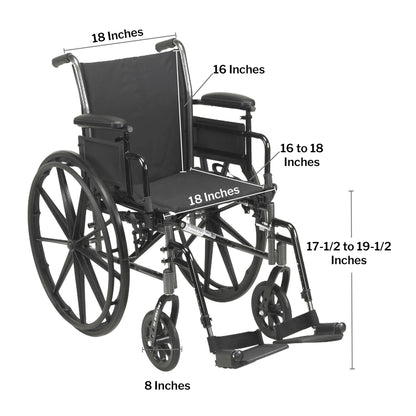 McKesson Manual Lightweight Wheelchair, 18 Inch Seat Width