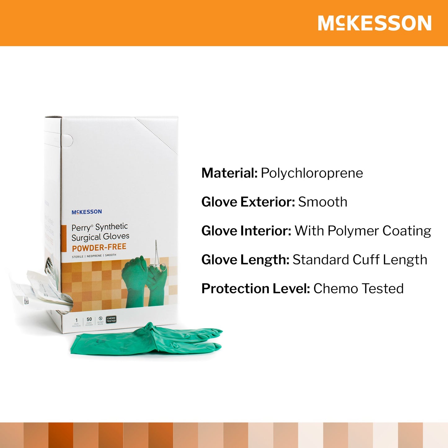 McKesson Perry® Performance Plus Polychloroprene Surgical Glove, Size 5.5, Green