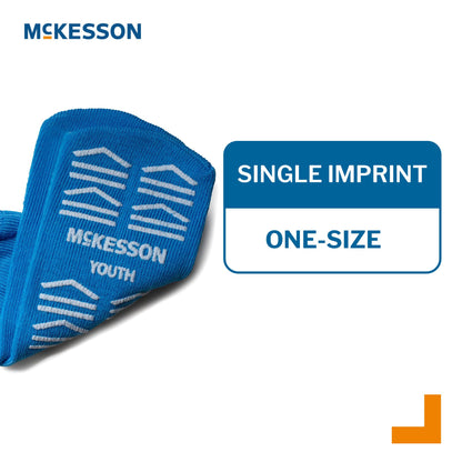 Slipper Socks McKesson Unisex Youth Double Tread Single Patient Use Light Blue