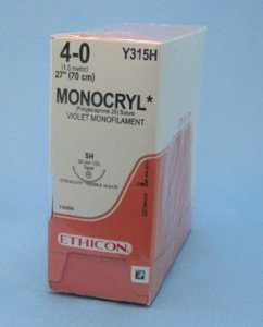 Ethicon Y315H Monocryl Poliglecaprone Absorbable Suture with Needle, Taper Point Monofilament