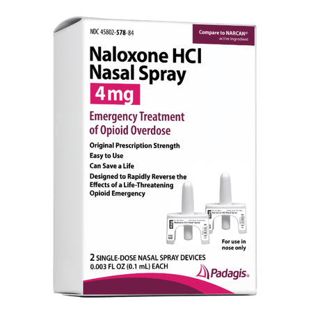 Padagis US LLC 45802057884 Emergency Opiate Antagonist Nasal Spray 0.1 mL Single-Dose Device