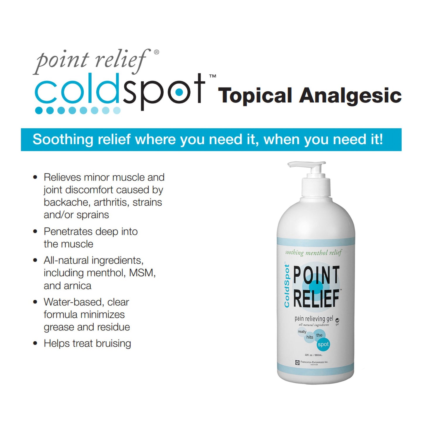 Point Relief™ ColdSpot™ Topical Pain Relief, 32-ounce pump bottle