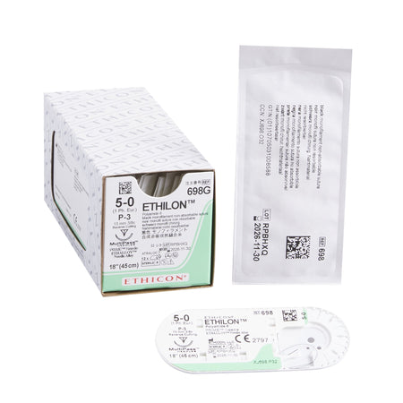 Ethicon 698G Ethilon Nylon Nonabsorbable Suture with Needle, Size 5-0, Precision Reverse Cutting