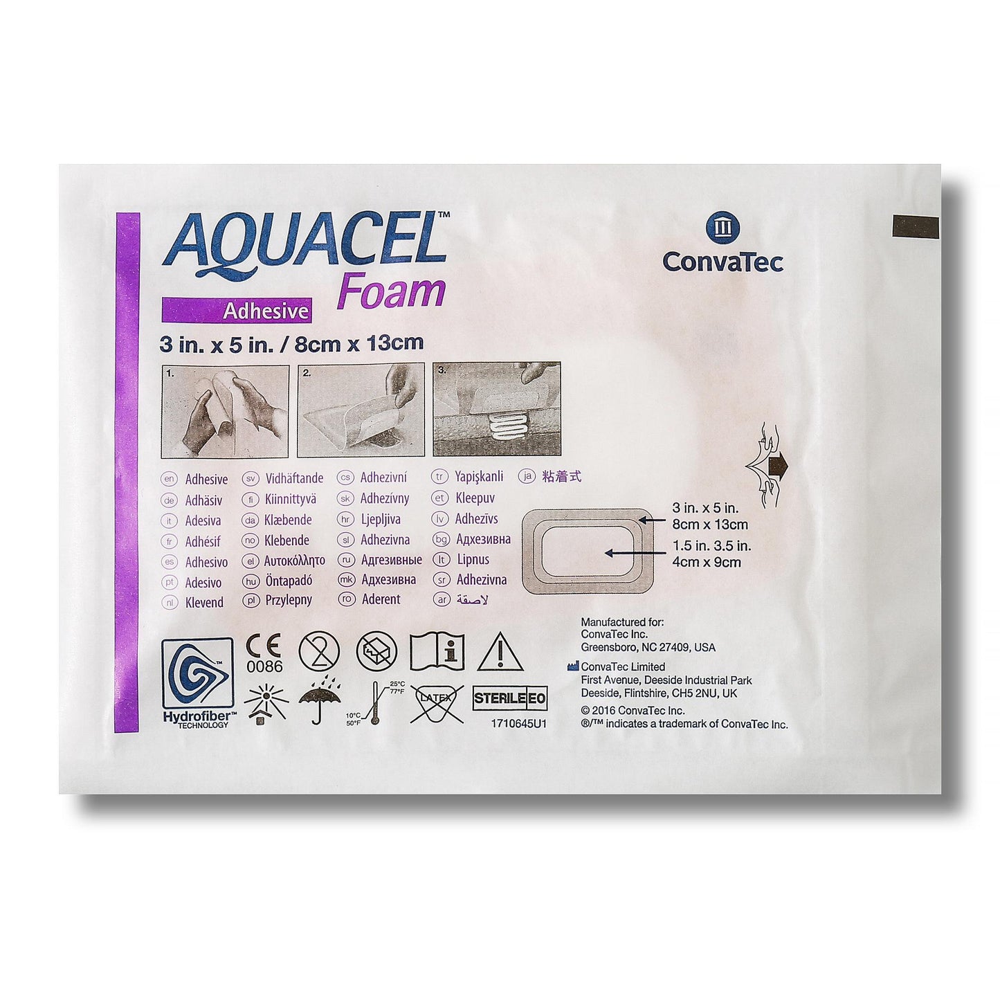 Aquacel® Silicone Adhesive with Border Silicone Foam Dressing, 3 x 5 Inch