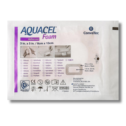Aquacel® Silicone Adhesive with Border Silicone Foam Dressing, 3 x 5 Inch