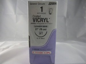 Ethicon J268H Coated Vicryl Polyglactin 910 Absorbable Suture with Needle, Reverse Cutting Braided
