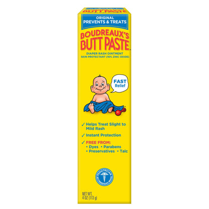 Boudreaux's Original Butt Paste Diaper Rash Treatment, 16% Zinc Oxide, 4 oz Tube