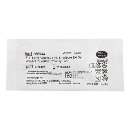 IV Extension Set McKesson Needle-Free Port Small Bore 7 Inch Tubing Without Filter Sterile