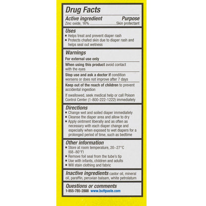 Boudreaux's Original Butt Paste Diaper Rash Treatment, 16% Zinc Oxide, 4 oz Tube
