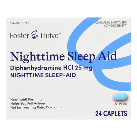 McKesson 70677112801 Foster & Thrive Nighttime Sleep-Aid Diphenhydramine HCl 25 mg Caplets
