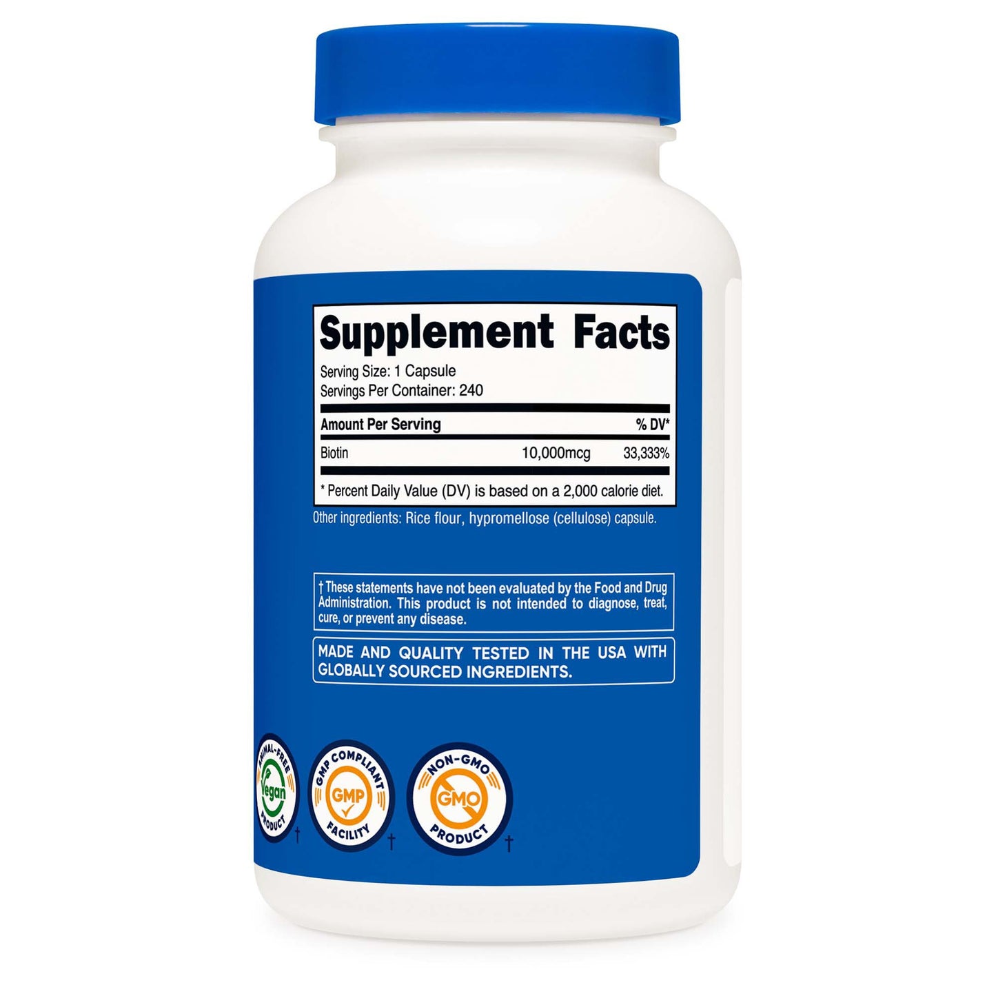 Dietary Supplement nutricost® Biotin 10 mg Strength Capsule 240 Per Bottle
