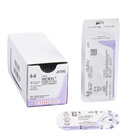 Ethicon 108456 Coated Vicryl Polyglactin 910 Absorbable Suture with Needle, Spatula Braided