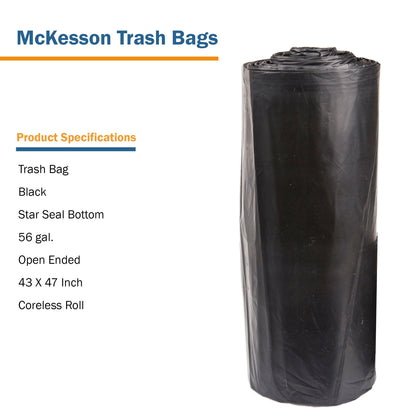 McKesson Super Heavy Duty Trash Bag, Black, 56 gal.