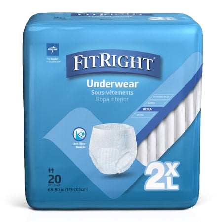Medline FIT700A FitRight Bariatric Absorbent Underwear, 2X-Large