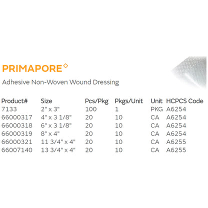 Primapore White Adhesive Dressing, 2 x 3 Inch