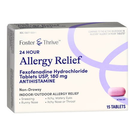 McKesson 70677100901 Foster & Thrive 24 Hour Allergy Relief Fexofenadine HCl USP 180 mg Tablets