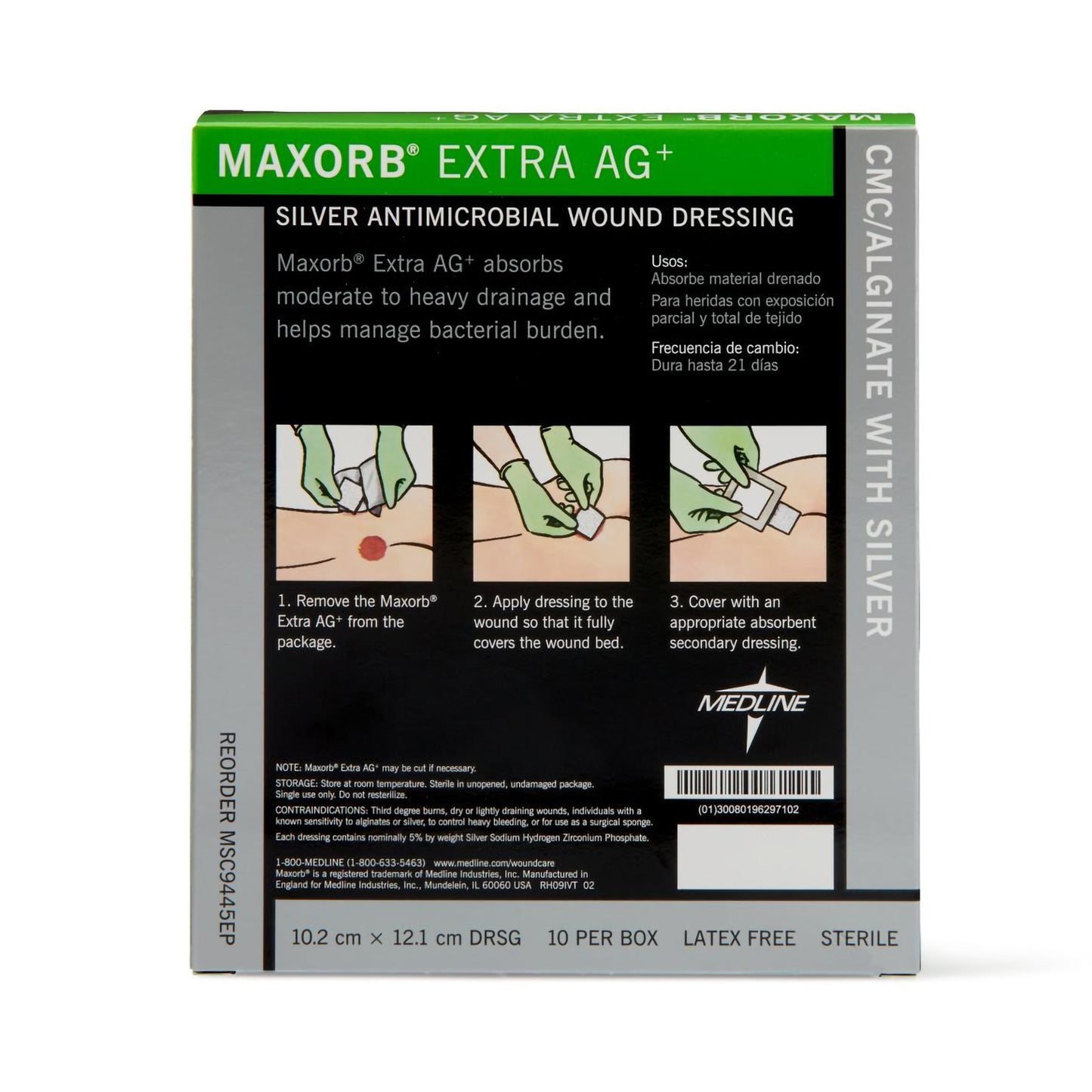 Maxorb® Extra Ag+ Calcium Alginate Dressing with Silver, 4 x 4¾ Inch