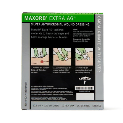 Maxorb® Extra Ag+ Calcium Alginate Dressing with Silver, 4 x 4¾ Inch