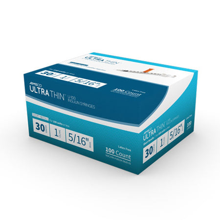 MHC Medical 620 AIMSCO Standard Insulin Syringe with Needle, 30 Gauge, 5/16 Inch, 1 mL