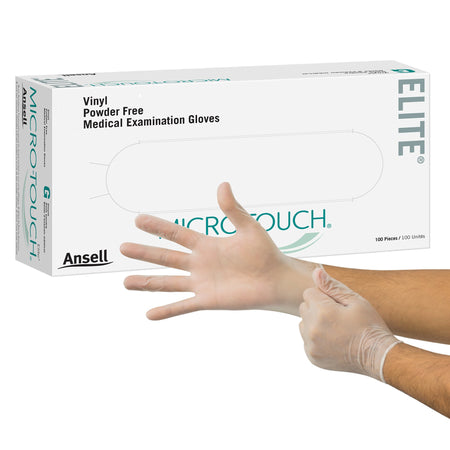 Ansell 3093 Micro-Touch Elite Stretch Vinyl Exam Glove, Large, Ivory