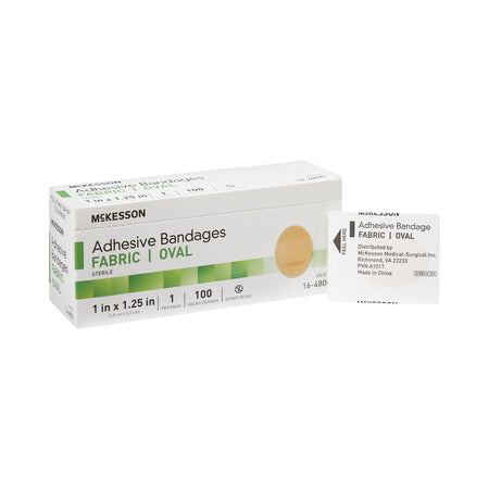 McKesson 16-4800 Oval Tan Adhesive Strip, 1 x 1-1/4 Inch