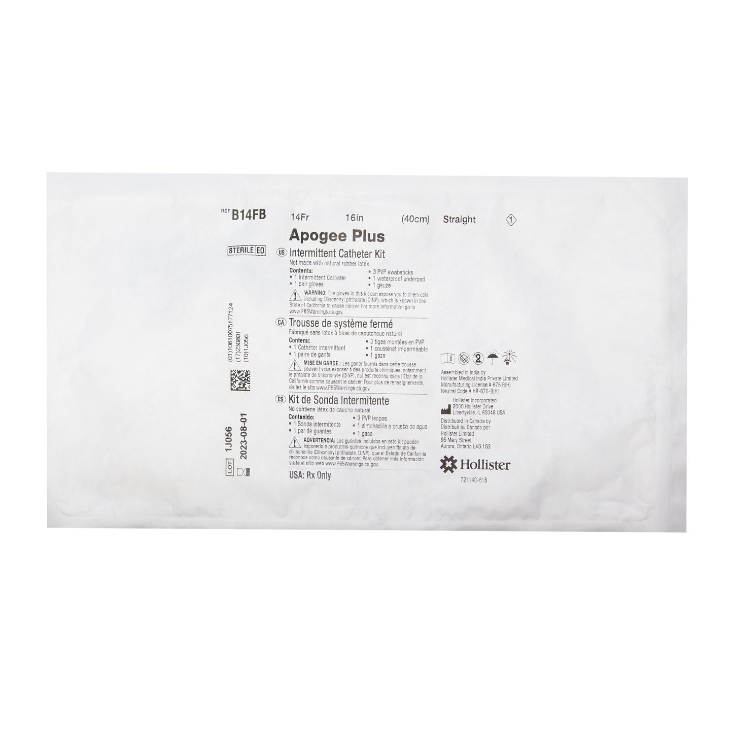Apogee® Intermittent Catheter Kit, 14 Fr., Firm