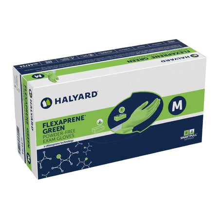 Halyard 44794 Flexaprene Green Chloroprene Exam Glove, Medium