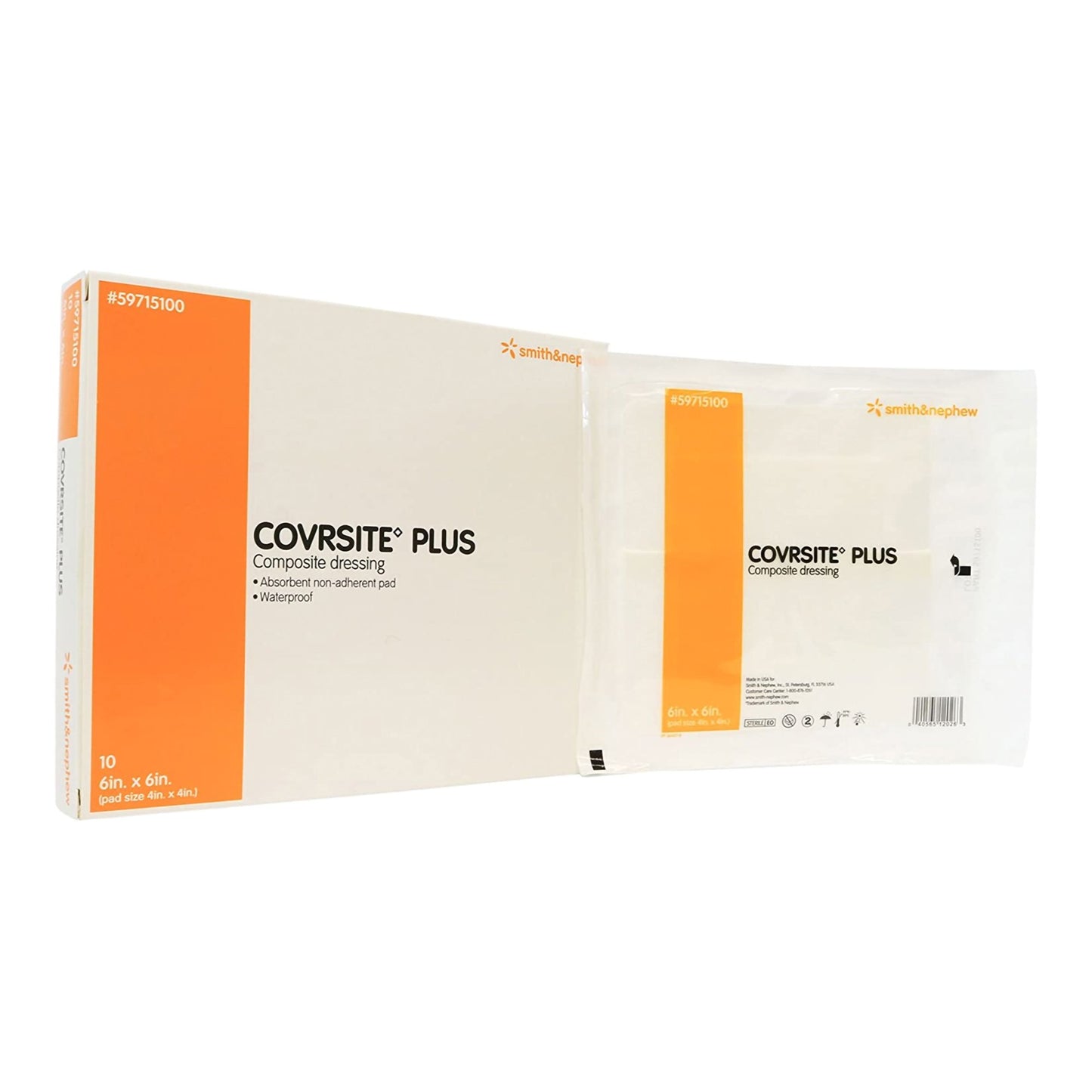 Smith & Nephew Composite Dressing COVRSITE Plus 6 X 6 Inch Square NonSterile Film Backing