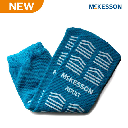 McKesson 16-A-3828-D Slipper Socks Unisex Adult Double Tread Single Patient Use Teal