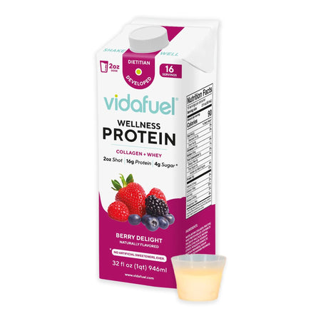 Vidafuel Inc 02-222A Wellness Protein Drink with Collagen and Whey, Berry Delight Flavor