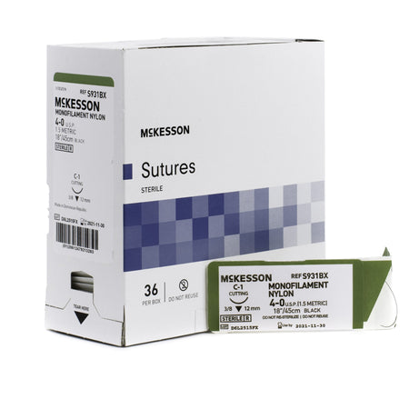 McKesson S931BX Nonabsorbable Suture with Needle, C-1 Taper Cutting Monofilament