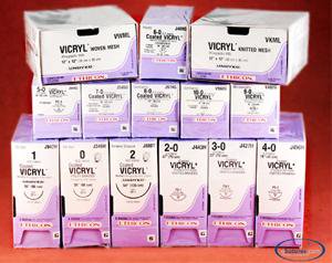 Ethicon J574G Coated Vicryl Polyglactin 910 Absorbable Suture with Needle, Spatula Braided