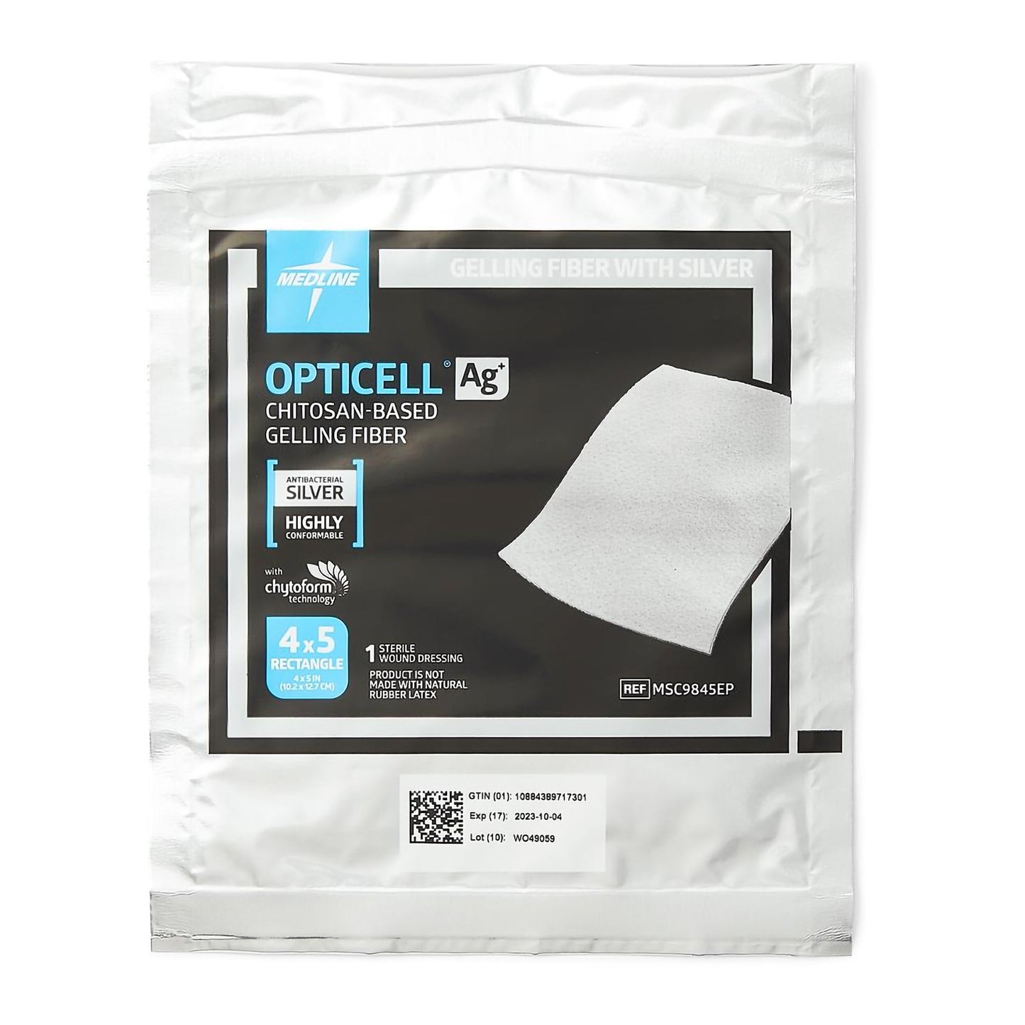 Silver Gelling Fiber Dressing Opticell Ag+ 4 X 5 Inch Rectangle Sterile