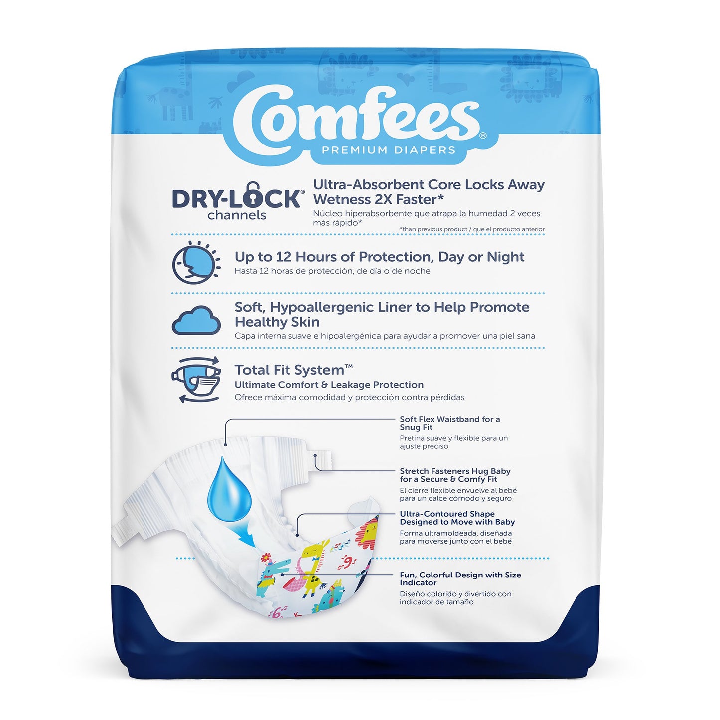 Attends Comfees Premium Baby Diapers, Tab Closure, Kid Design, Size 6