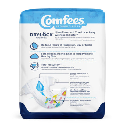 Attends Comfees Premium Baby Diapers, Tab Closure, Kid Design, Size 6