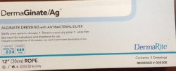DermaRite 00530E DermaGinate/ Ag Silver Alginate Dressing, 12 Inch