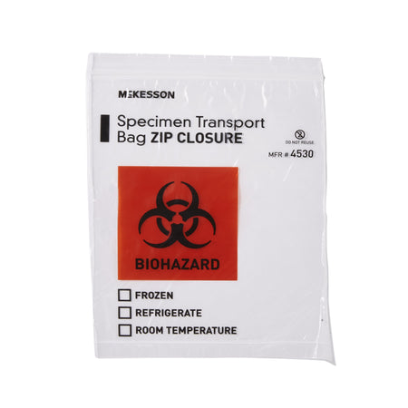 McKesson 4530 Specimen Transport Bag, Zip Closure, 8 x 10 Inch