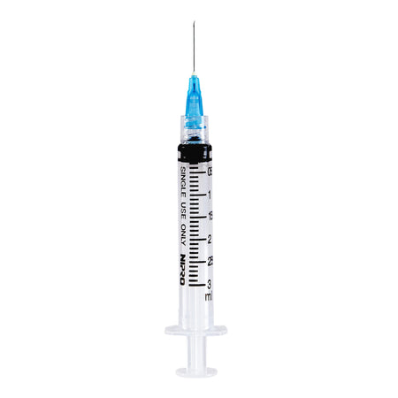 Nipro Medical JD+03S2219 Nipro 3 mL Syringe with Hypodermic Needle, 22 Gauge, 3/4 Inch