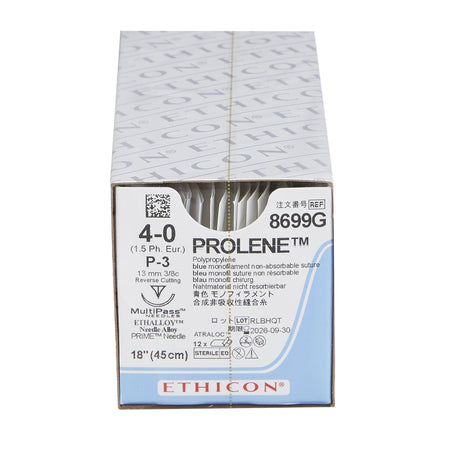 Ethicon 8699G Prolene Polypropylene Nonabsorbable Suture with Needle, Size 4-0