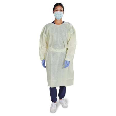 McKesson 16-L2TNWT6Y-XL AAMI Level 2 Isolation Gown, Tape Tab Neck Style, Extra Large, Yellow