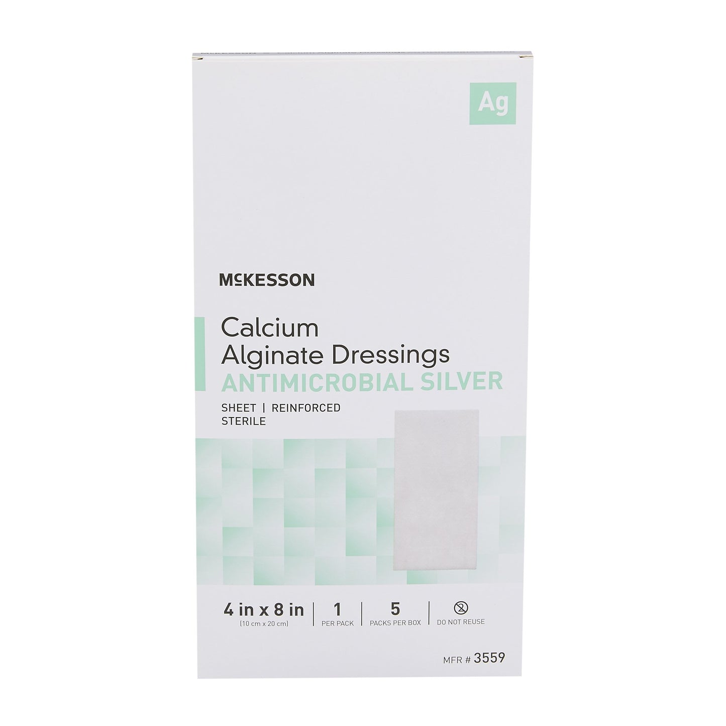 McKesson Silver Calcium Alginate Dressing, 4 x 8 Inch