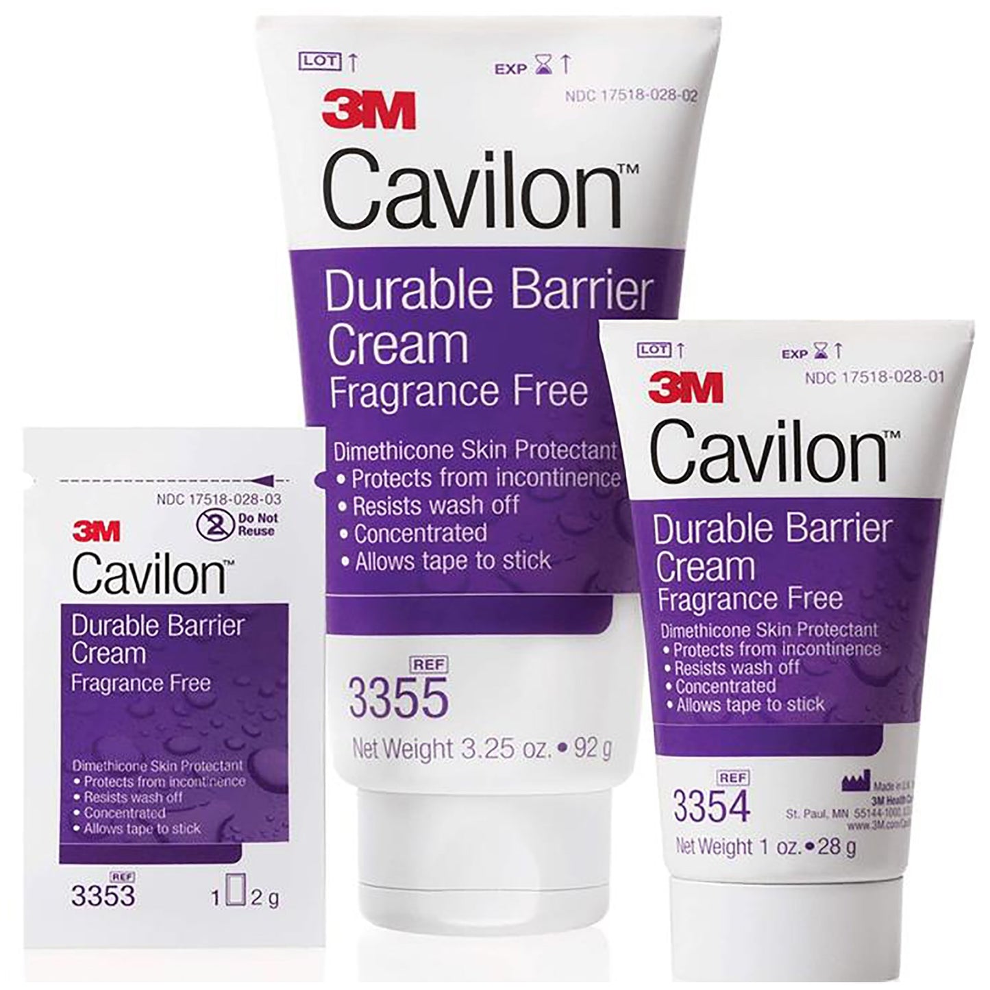 3M Cavilon™ 3355 Durable Barrier Cream, 3.25 oz Tube, Fragrance Free, Hypoallergenic