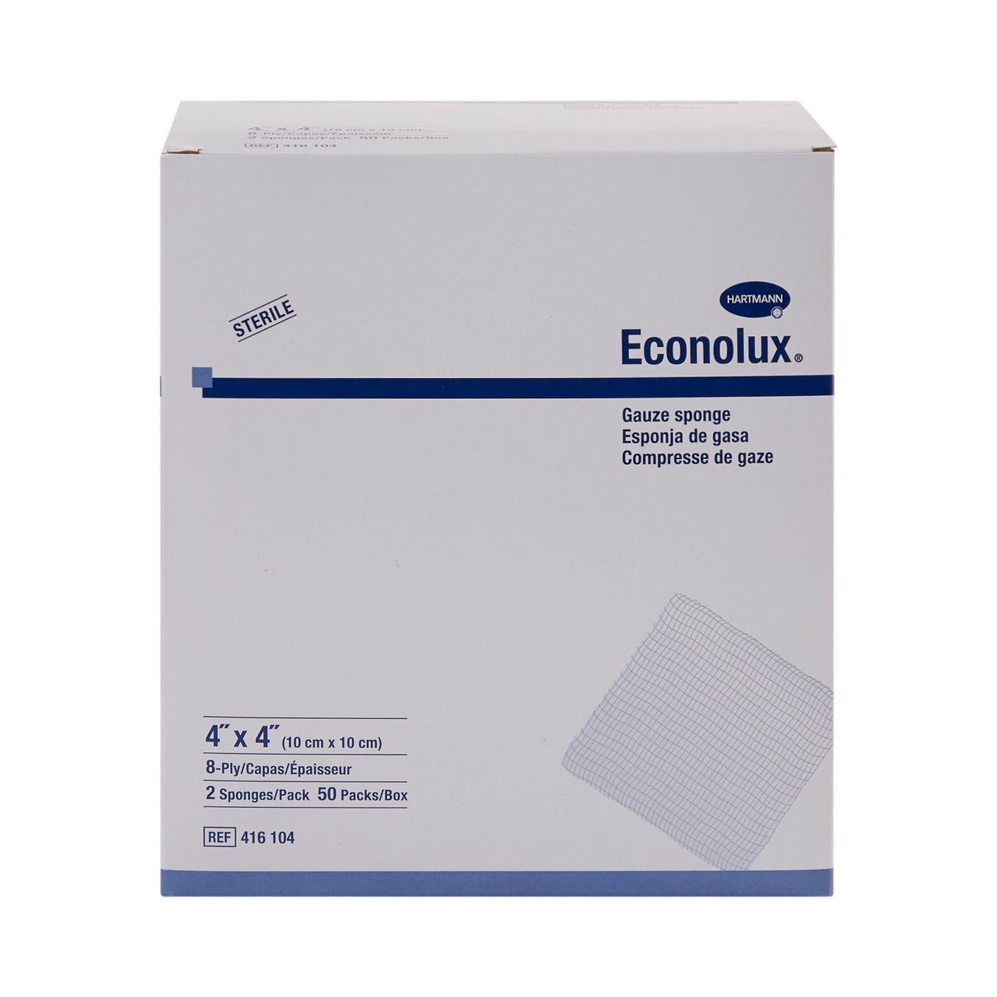 Econolux® Sterile Gauze Sponge, 4 x 4 Inch, 8-Ply