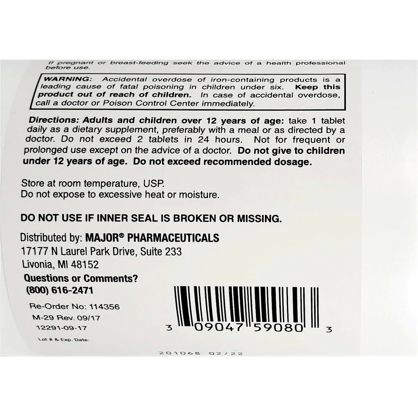 Major® FeroSul® Iron Mineral Supplement