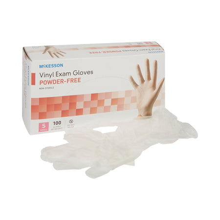 McKesson 14-114 Vinyl Exam Glove, Small, Clear
