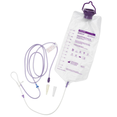 Amsino International PE90B12T PUGGLE Polyvinyl Enteral Feeding Pump Bag Set with ENFit Connector