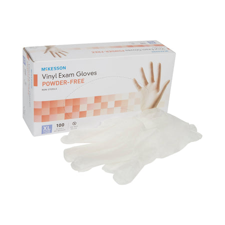 McKesson 14-120 Vinyl Exam Glove, Extra Large, Clear