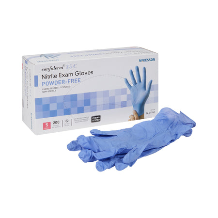 McKesson 14-6974C Confiderm 3.5C Nitrile Exam Glove, Small, Blue
